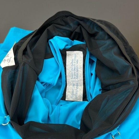 Fit 4U Blue 1 Piece Bathing Suit Romper Shorts Sz 16 Perforated Floral R… - Picture 6 of 13